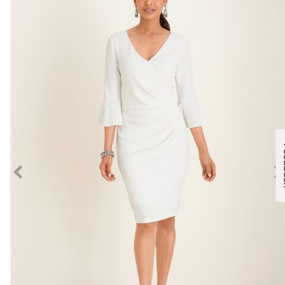 Chicos white side-ruched dress